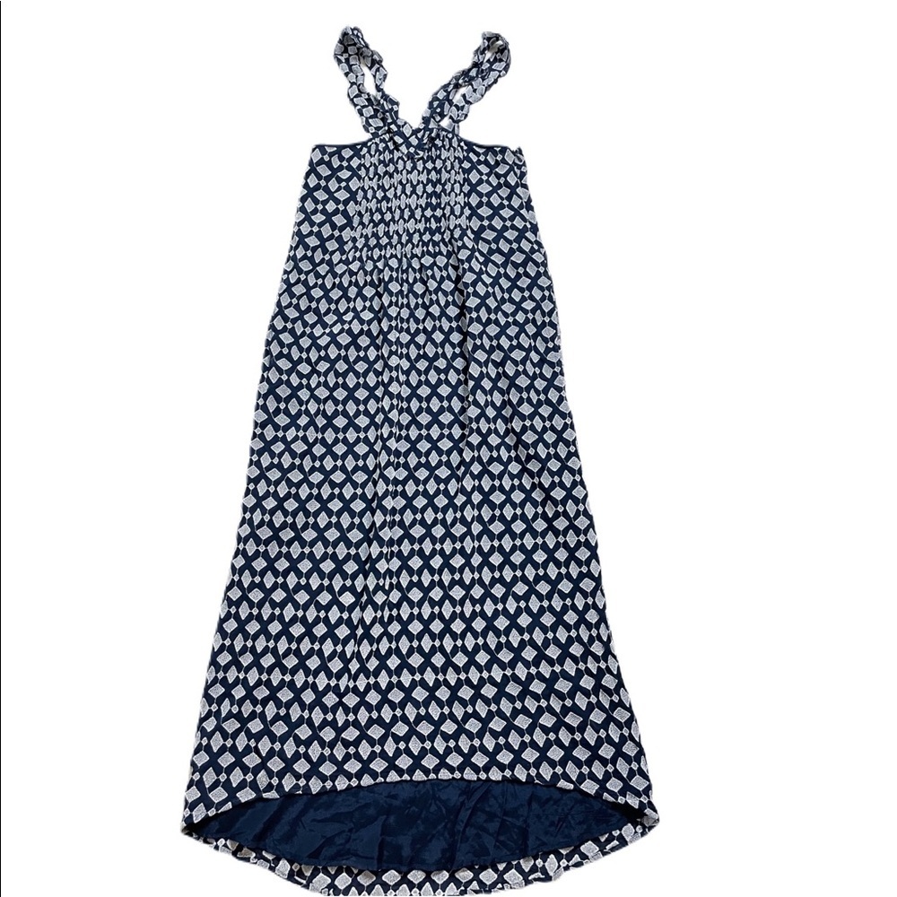 Hoss Intropia Navy Blue Embroidered Ruffle Maxi Dress XS